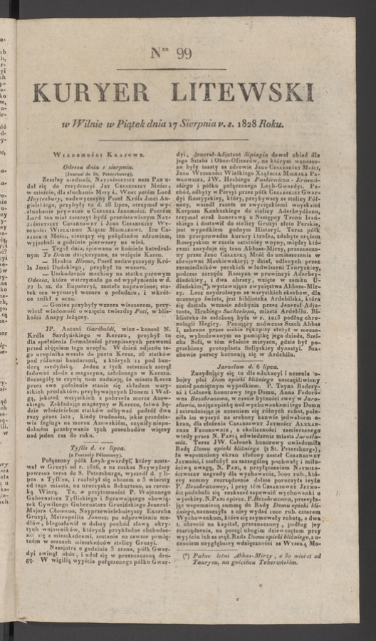 Kuryer Litewski. 1828, numer 99