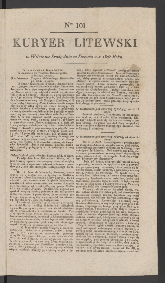 Kuryer Litewski. 1828, numer 101