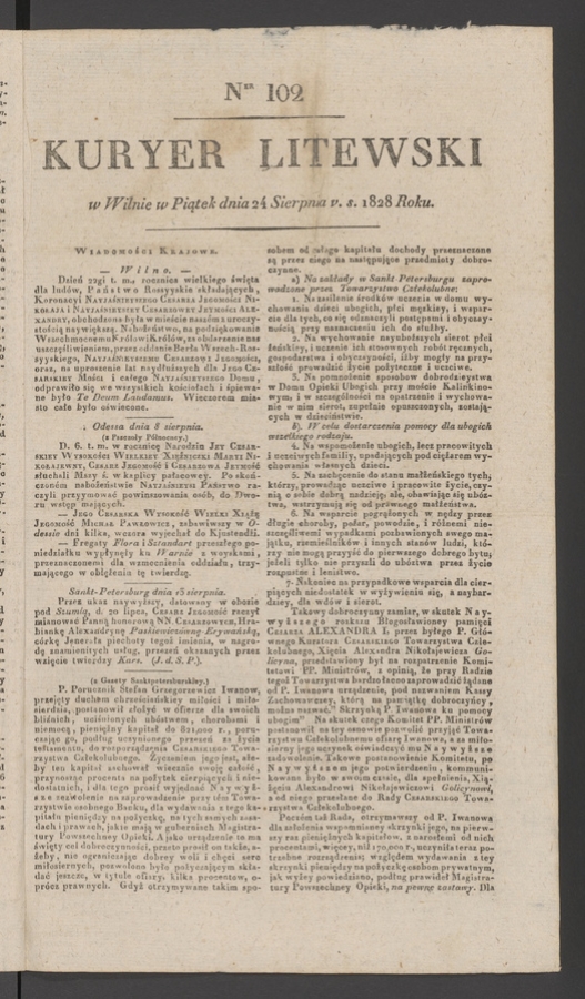 Kuryer Litewski. 1828, numer 102