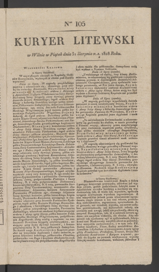 Kuryer Litewski. 1828, numer 105