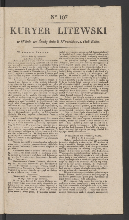 Kuryer Litewski. 1828, numer 107