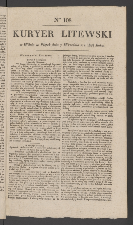 Kuryer Litewski. 1828, numer 108