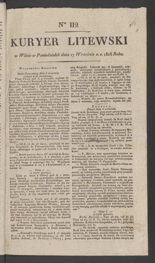 Kuryer Litewski. 1828, numer 112