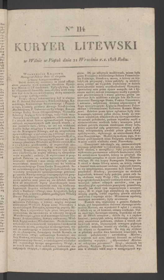 Kuryer Litewski. 1828, numer 114