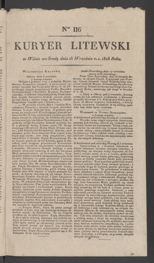 Kuryer Litewski. 1828, numer 116