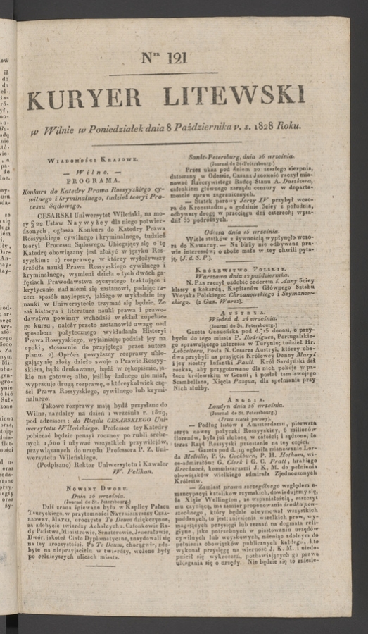 Kuryer Litewski. 1828, numer 121