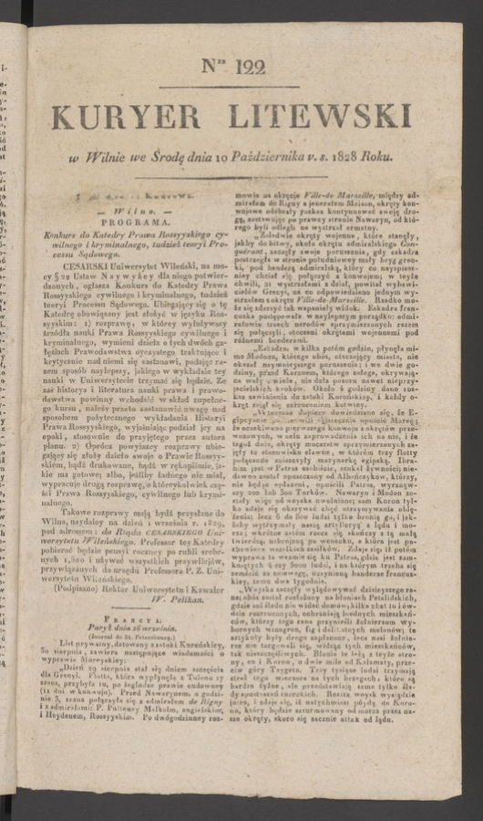 Kuryer Litewski. 1828, numer 122