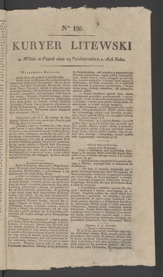 Kuryer Litewski. 1828, numer 126