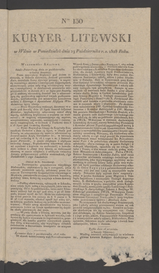 Kuryer Litewski. 1828, numer 130