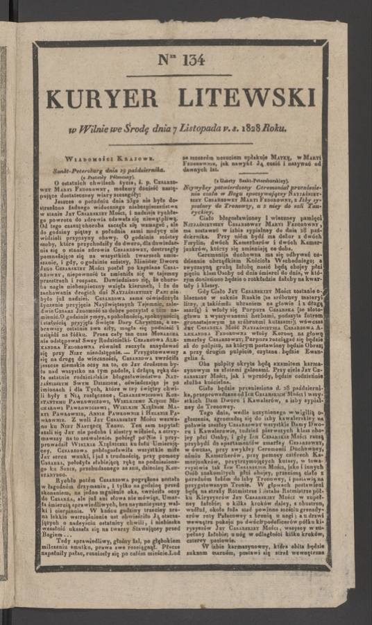 Kuryer Litewski. 1828, numer 134