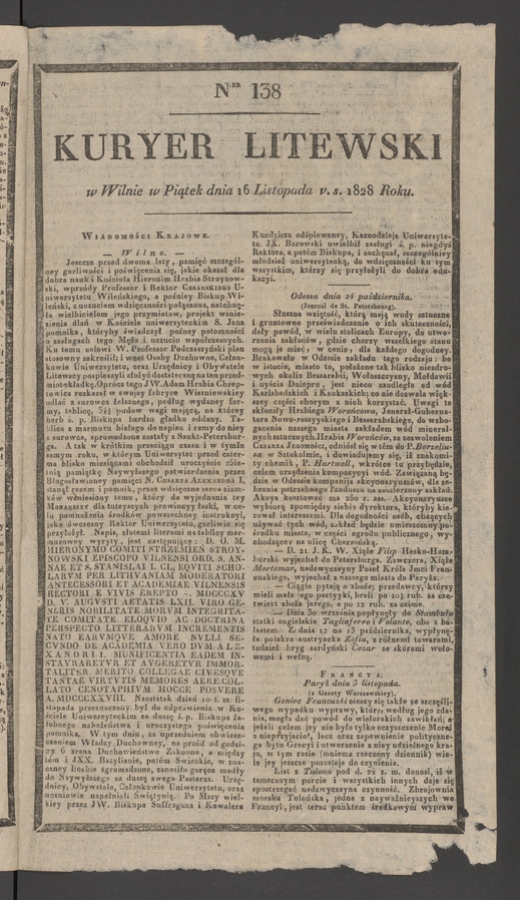 Kuryer Litewski. 1828, numer 138
