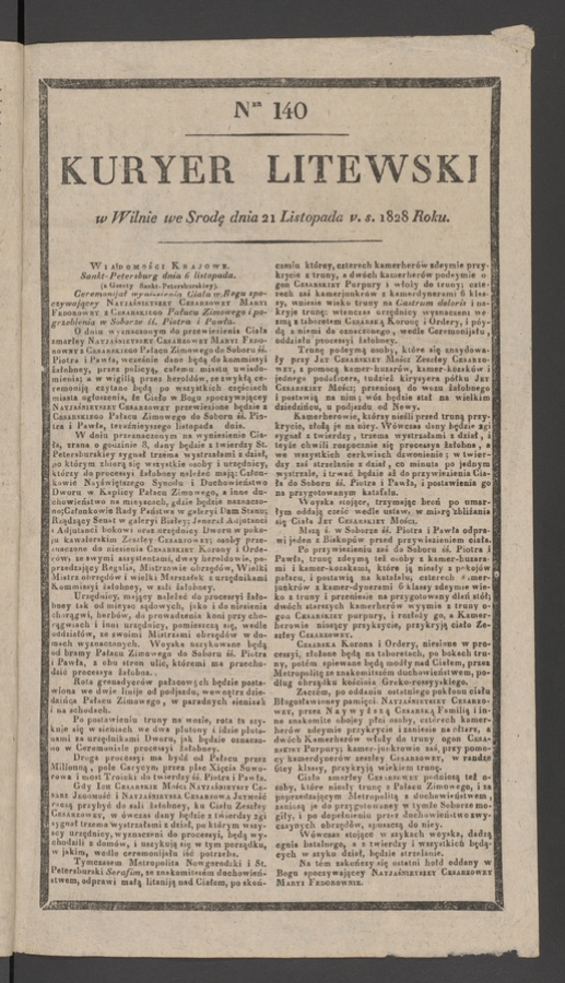 Kuryer Litewski. 1828, numer 140