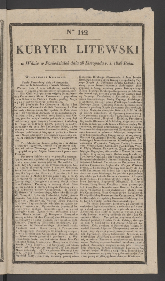 Kuryer Litewski. 1828, numer 142