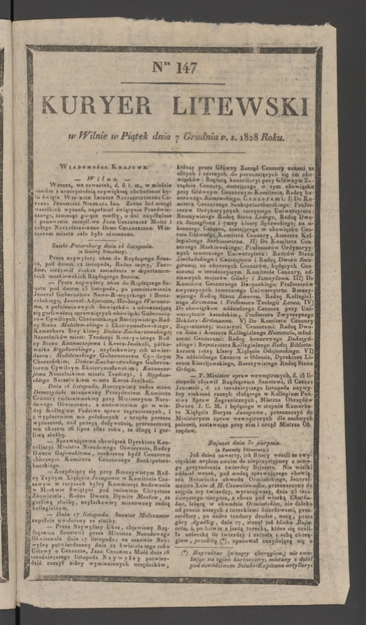 Kuryer Litewski. 1828, numer 147