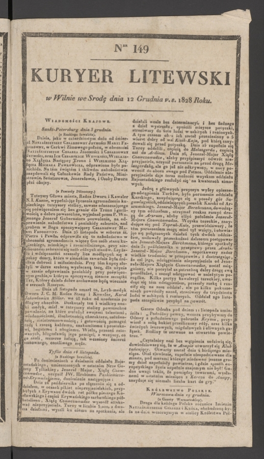 Kuryer Litewski. 1828, numer 149