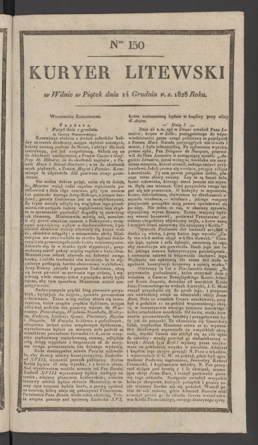 Kuryer Litewski. 1828, numer 150
