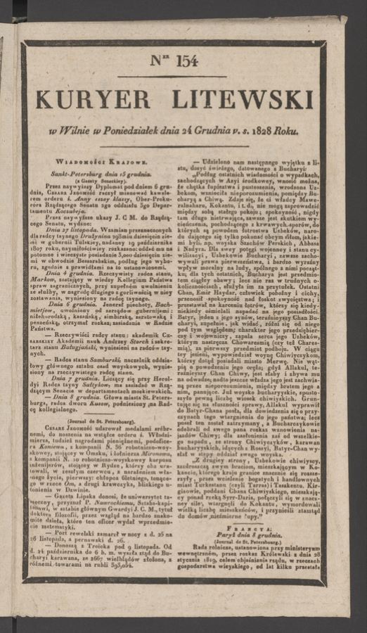 Kuryer Litewski. 1828, numer 154