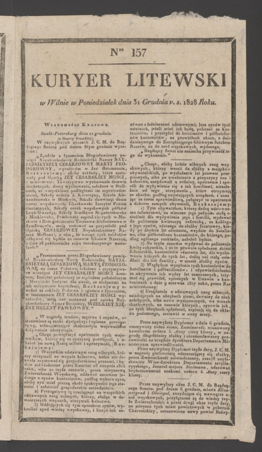Kuryer Litewski. 1828, numer 157