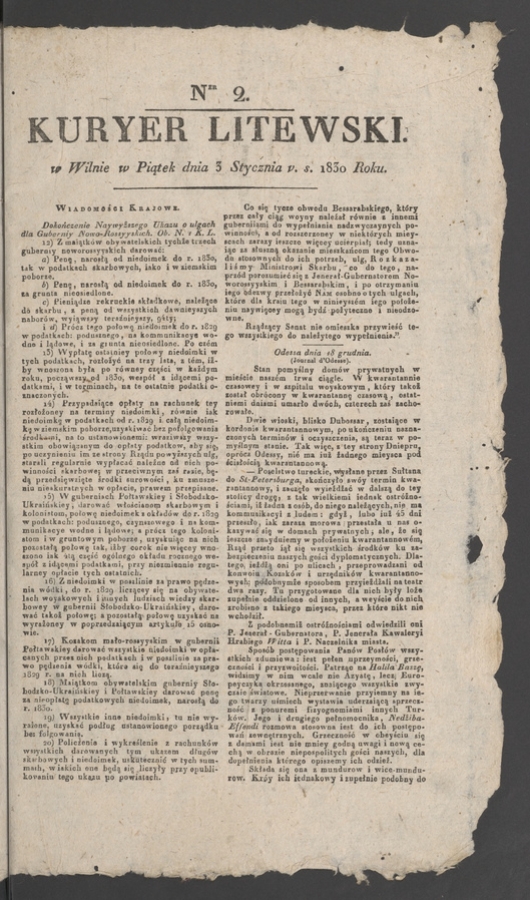 Kuryer Litewski. 1830, numer 2