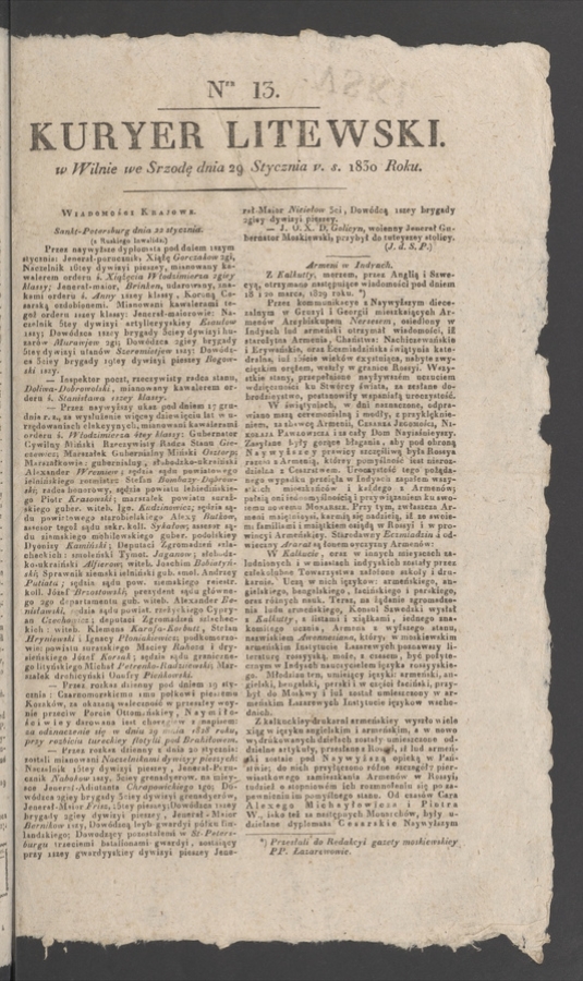 Kuryer Litewski. 1830, numer 13