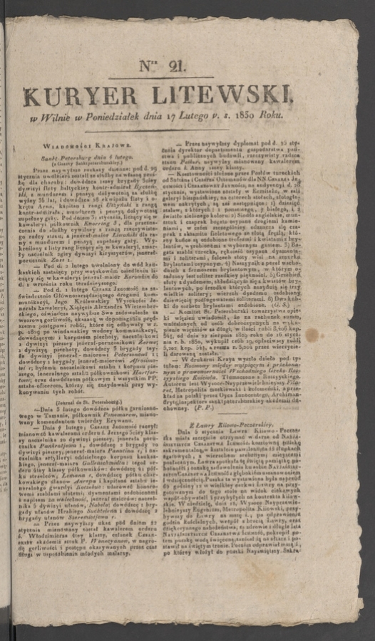 Kuryer Litewski. 1830, numer 21
