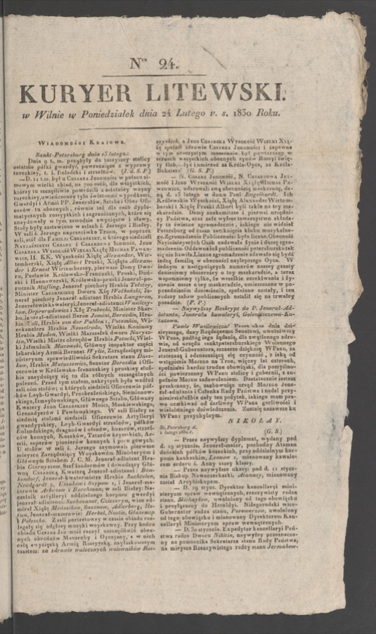 Kuryer Litewski. 1830, numer 24