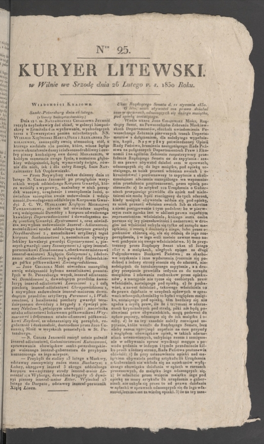 Kuryer Litewski. 1830, numer 25