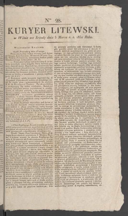 Kuryer Litewski. 1830, numer 28