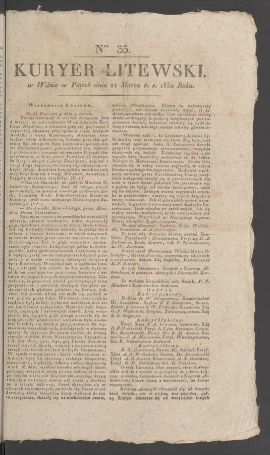Kuryer Litewski. 1830, numer 35