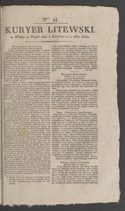 Kuryer Litewski. 1830, numer 41
