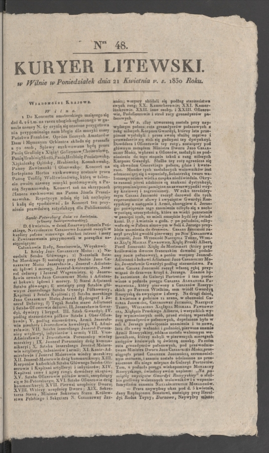 Kuryer Litewski. 1830, numer 48