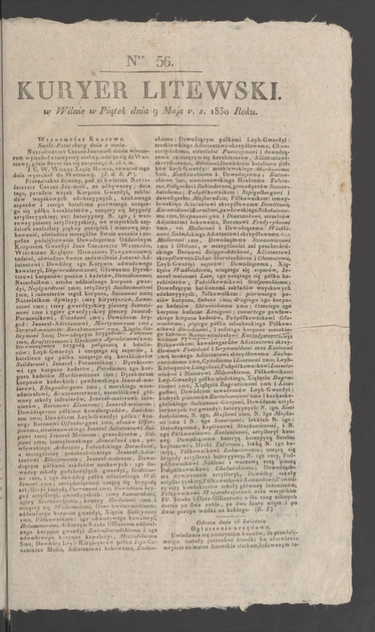 Kuryer Litewski. 1830, numer 56