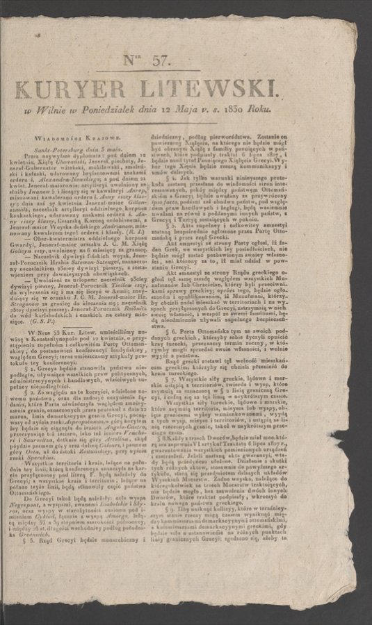 Kuryer Litewski. 1830, numer 57