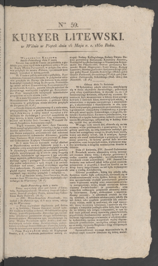 Kuryer Litewski. 1830, numer 59