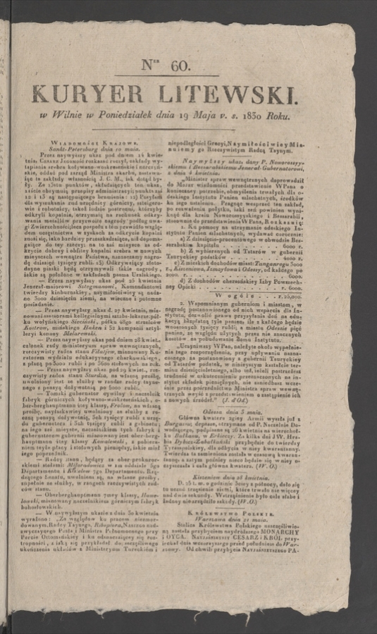 Kuryer Litewski. 1830, numer 60