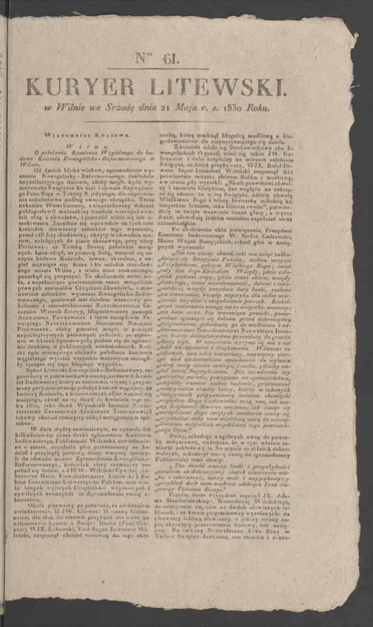 Kuryer Litewski. 1830, numer 61