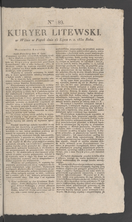 Kuryer Litewski. 1830, numer 89