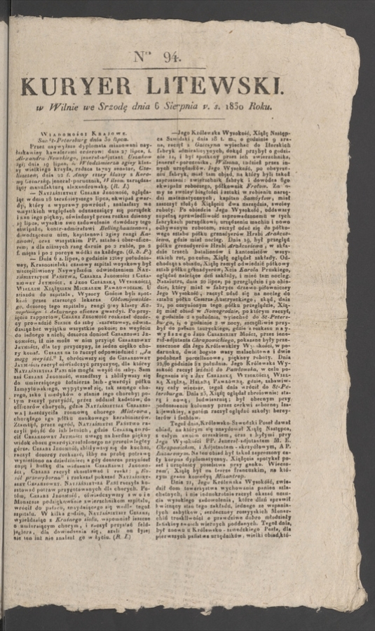 Kuryer Litewski. 1830, numer 94