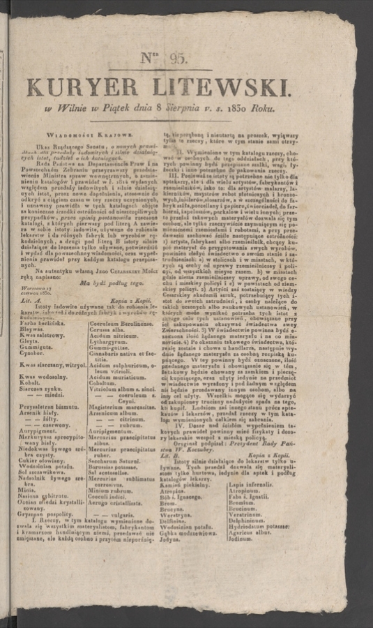 Kuryer Litewski. 1830, numer 95