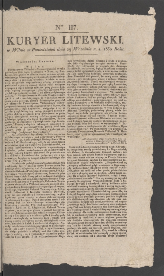 Kuryer Litewski. 1830, numer 117