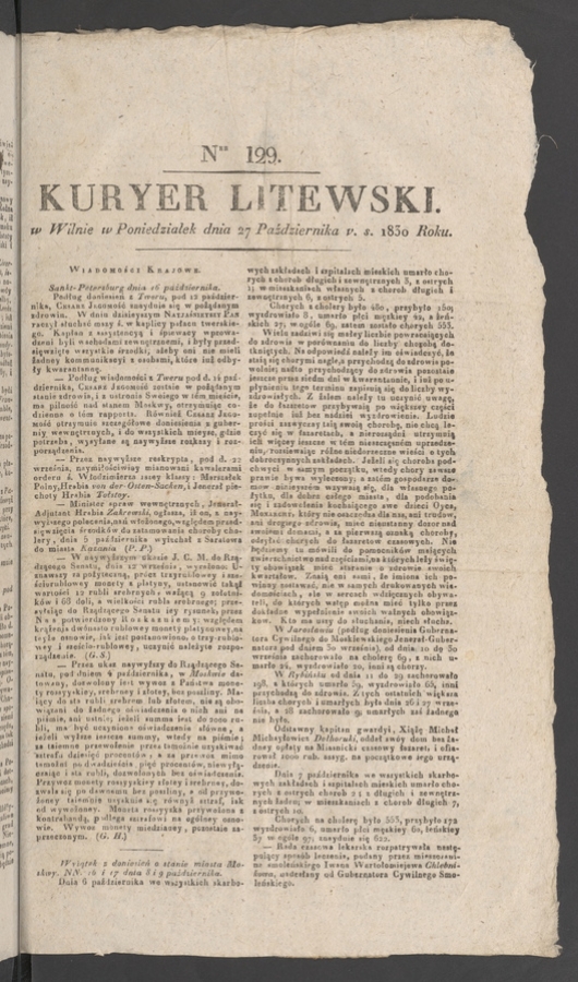 Kuryer Litewski. 1830, numer 129