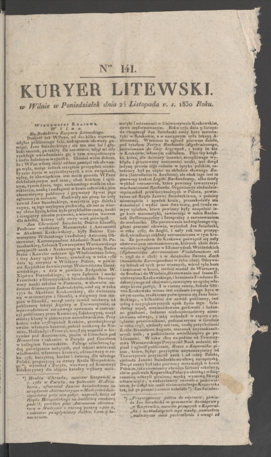 Kuryer Litewski. 1830, numer 141