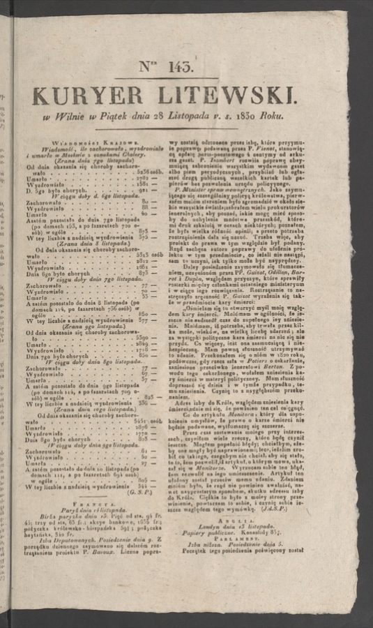 Kuryer Litewski. 1830, numer 143