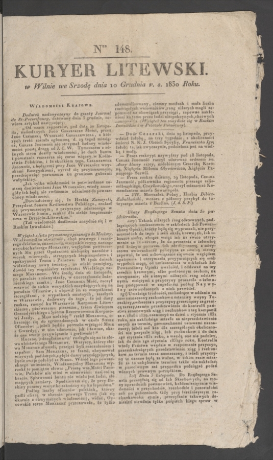 Kuryer Litewski. 1830, numer 148