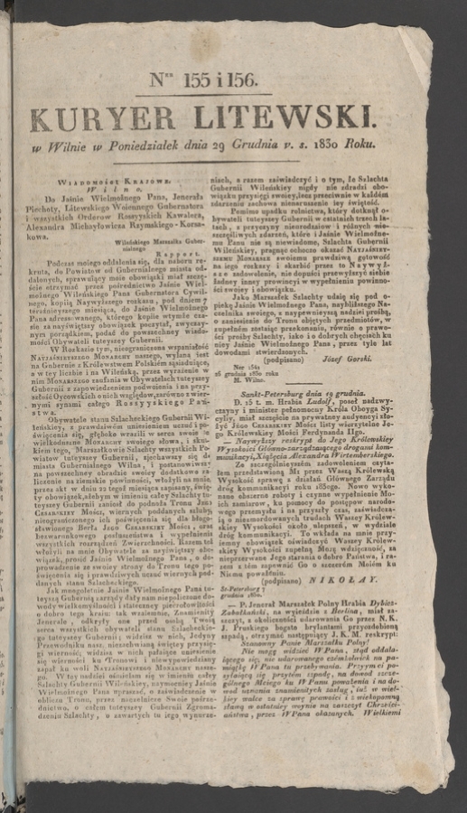 Kuryer Litewski. 1830, numer 155-156