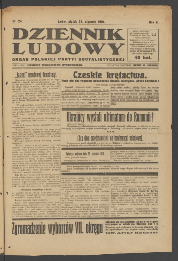 Dziennik Ludowy : organ Polskiej Partyi Socyalistycznej. Rok 2, 1919, numer 24