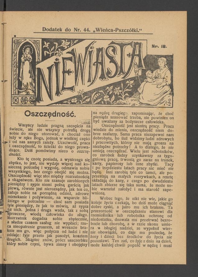 Niewiasta : dodatek do numeru 44 „Wieńca-Pszczółki”. Rok 9, 1909, numer 18