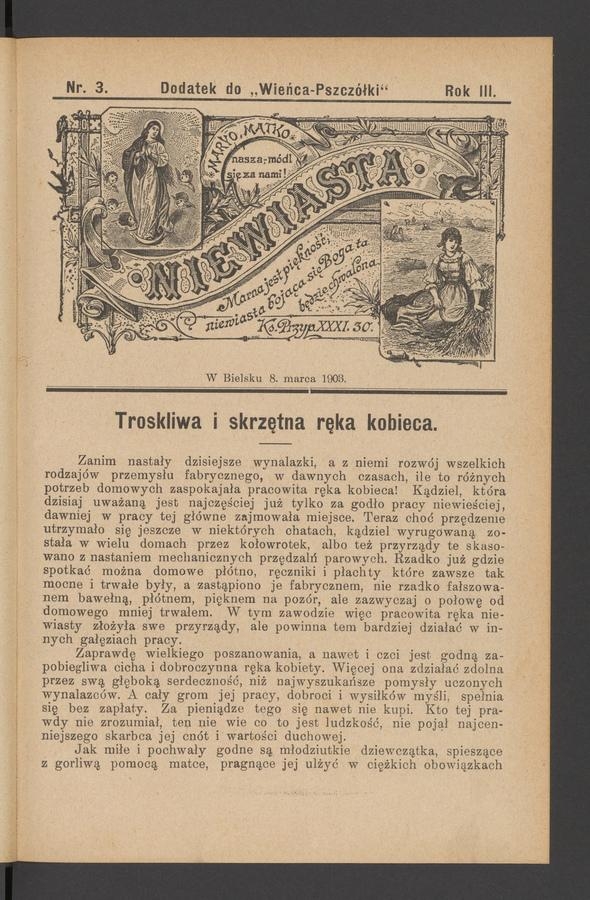 Niewiasta : dodatek do „Wieńca-Pszczółki”. Rok 3, 1903, numer 3