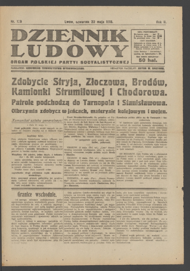 Dziennik Ludowy : organ Polskiej Partyi Socyalistycznej. Rok 2, 1919, numer 139