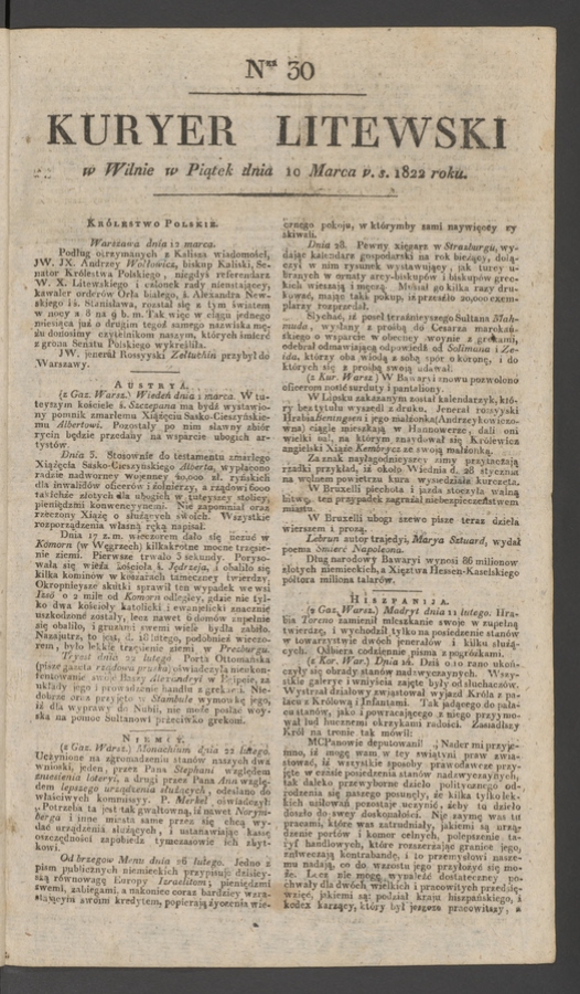 Kuryer Litewski. 1822, numer 30
